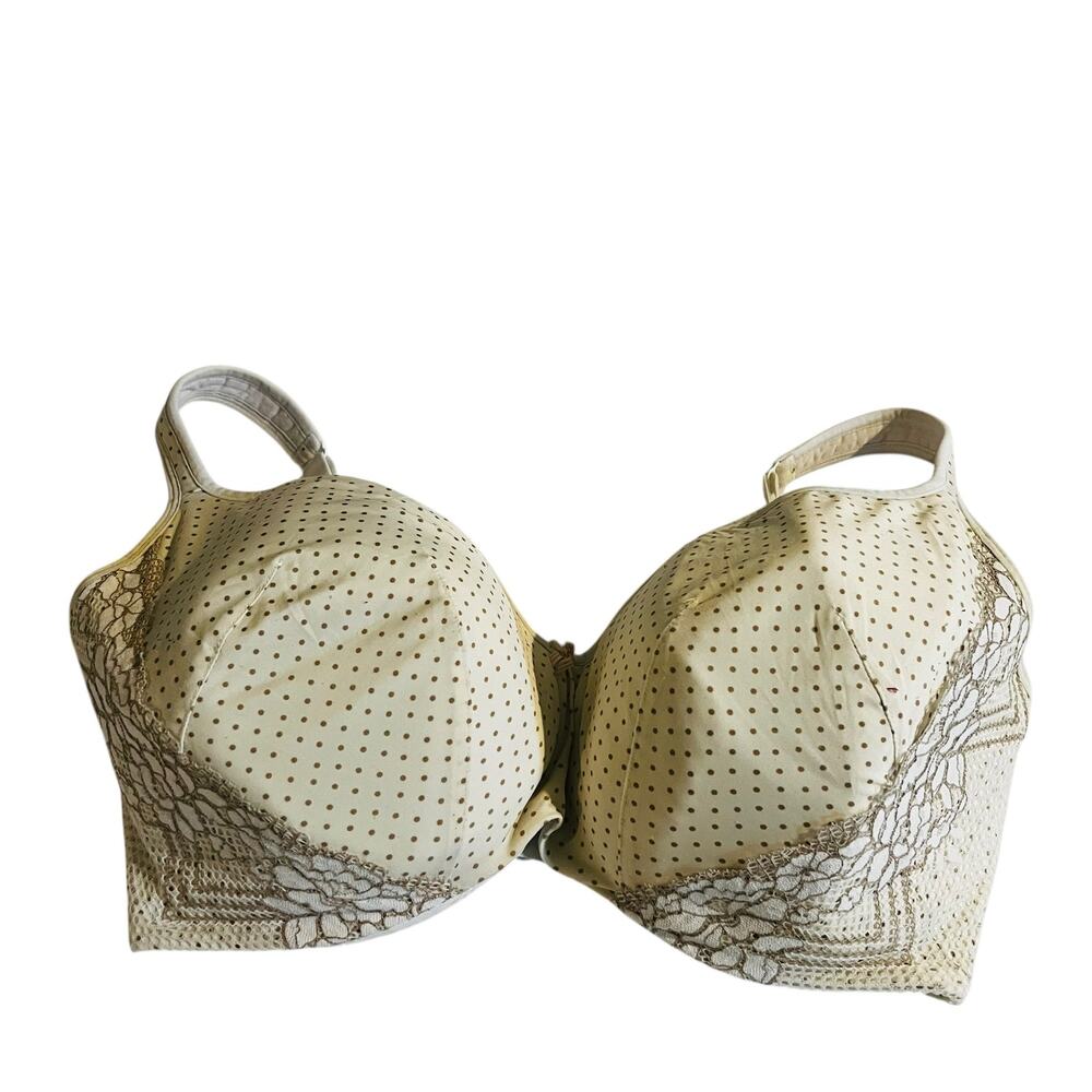 Cacique Polka Dot Demi Bra Size 42H Cream
